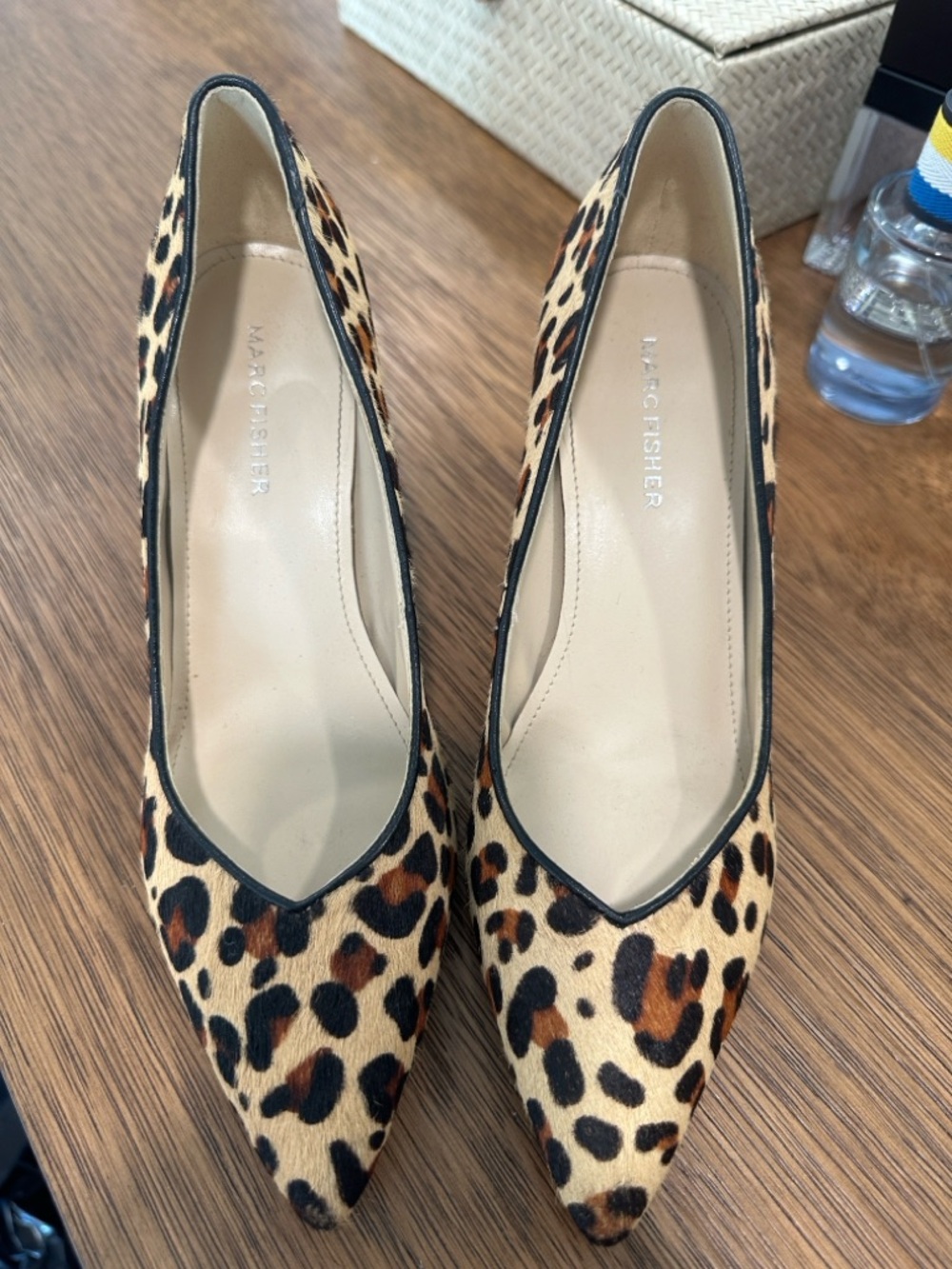 Marc Fisher Leopard-Print Pointed Pumps in Brown and Black 6.5